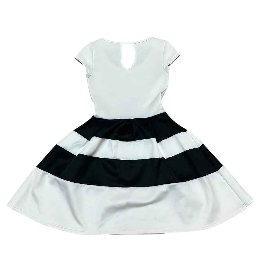 Charlotte Russe - Women's Black and White Striped Fit & Flare Dress - Size S - Picture 4 of 9